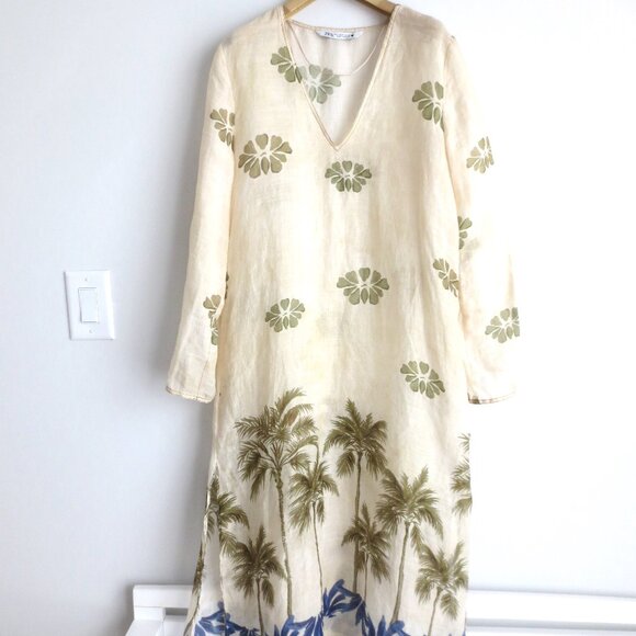NWT ZARA PRINTED 100% RAMIE TUNIC DRESS 3390/170 Sz-S - Picture 8 of 11